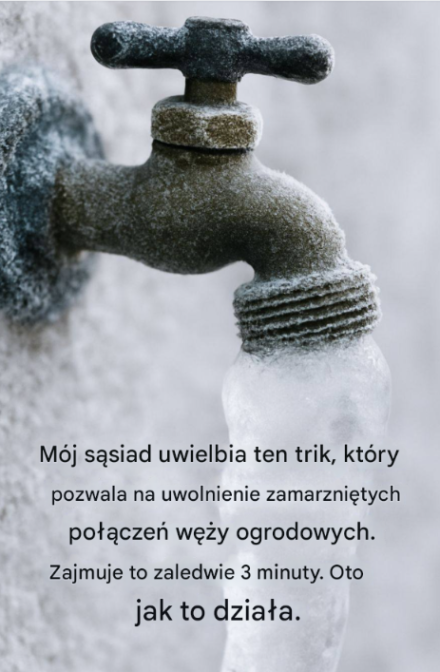 Mój sąsiad uwielbia ten trik, który pozwala uwolnić zamarznięte połączenia węży ogrodowych. Zajmuje to zaledwie 3 minuty. Oto jak to działa